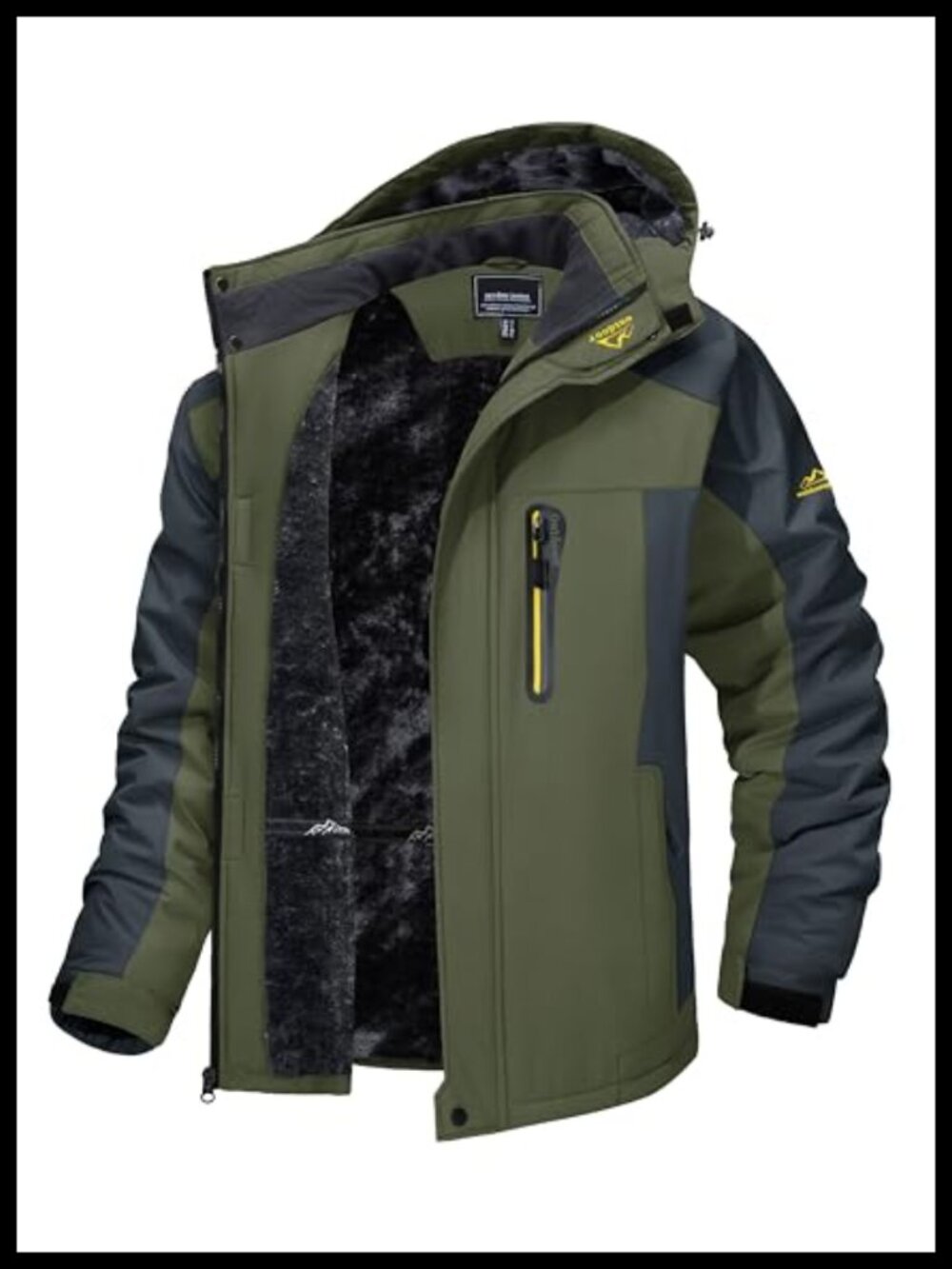 Men's Waterproof Ski Jacket Fleece Lining Windproof Winter Coat Hooded